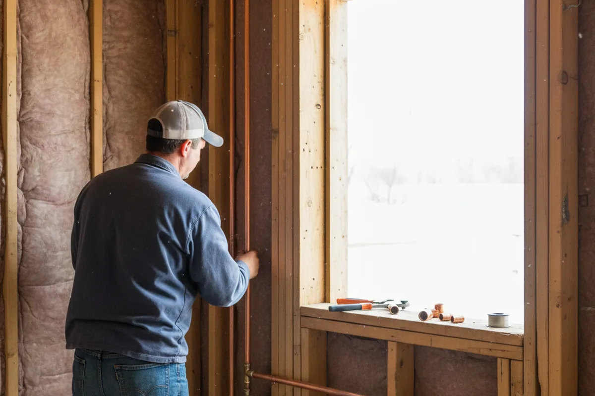 Licensed plumber running new copper supply lines in a Millersburg home